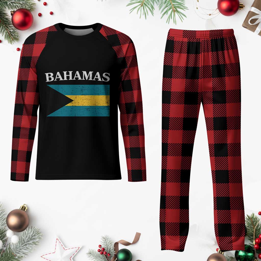 Bahamas Flag Plaid Pajama Set Retro Vintage Bahamian Gifts - Wonder Print Shop