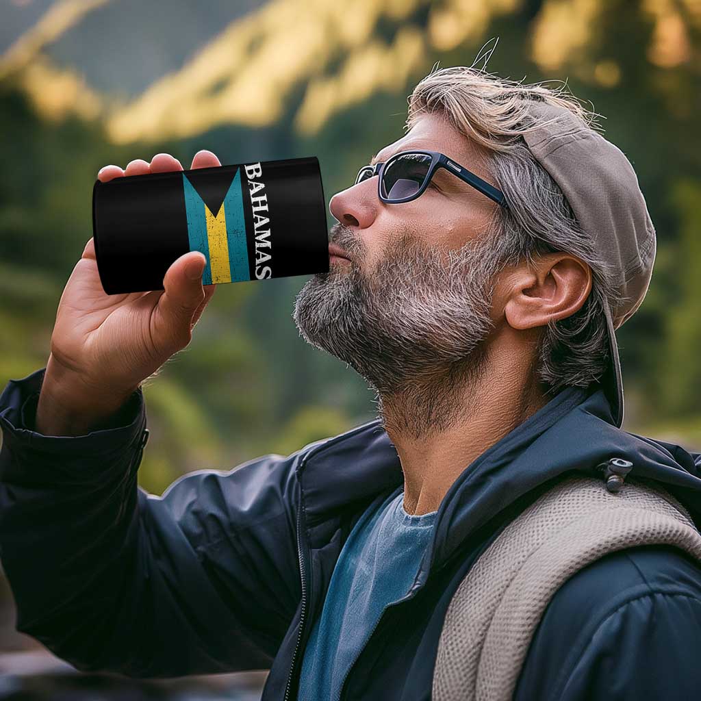 Bahamas Flag 4 in 1 Can Cooler Tumbler Retro Vintage Bahamian Gifts - Wonder Print Shop