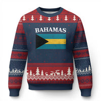 Bahamas Flag Ugly Christmas Sweater Retro Vintage Bahamian Gifts - Wonder Print Shop