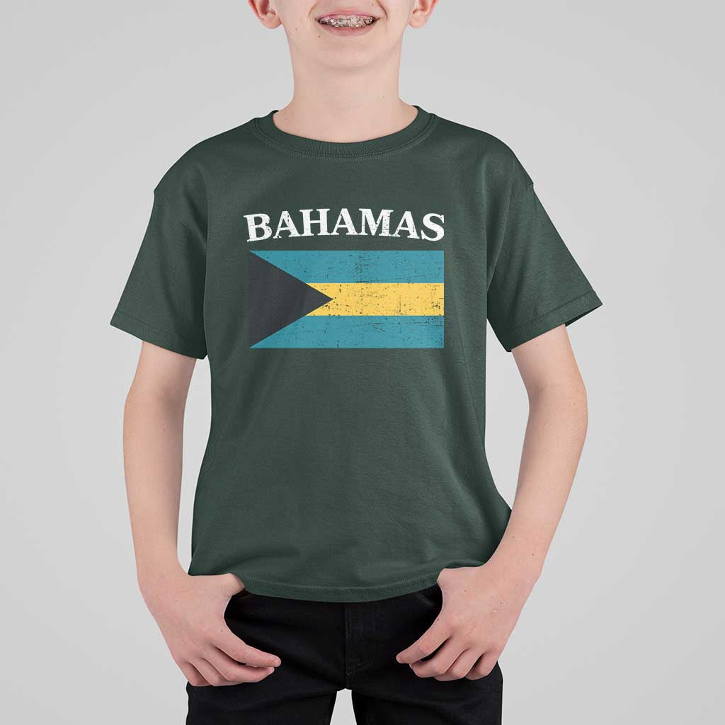 Bahamas Flag T Shirt For Kid Retro Vintage Bahamian Gifts - Wonder Print Shop
