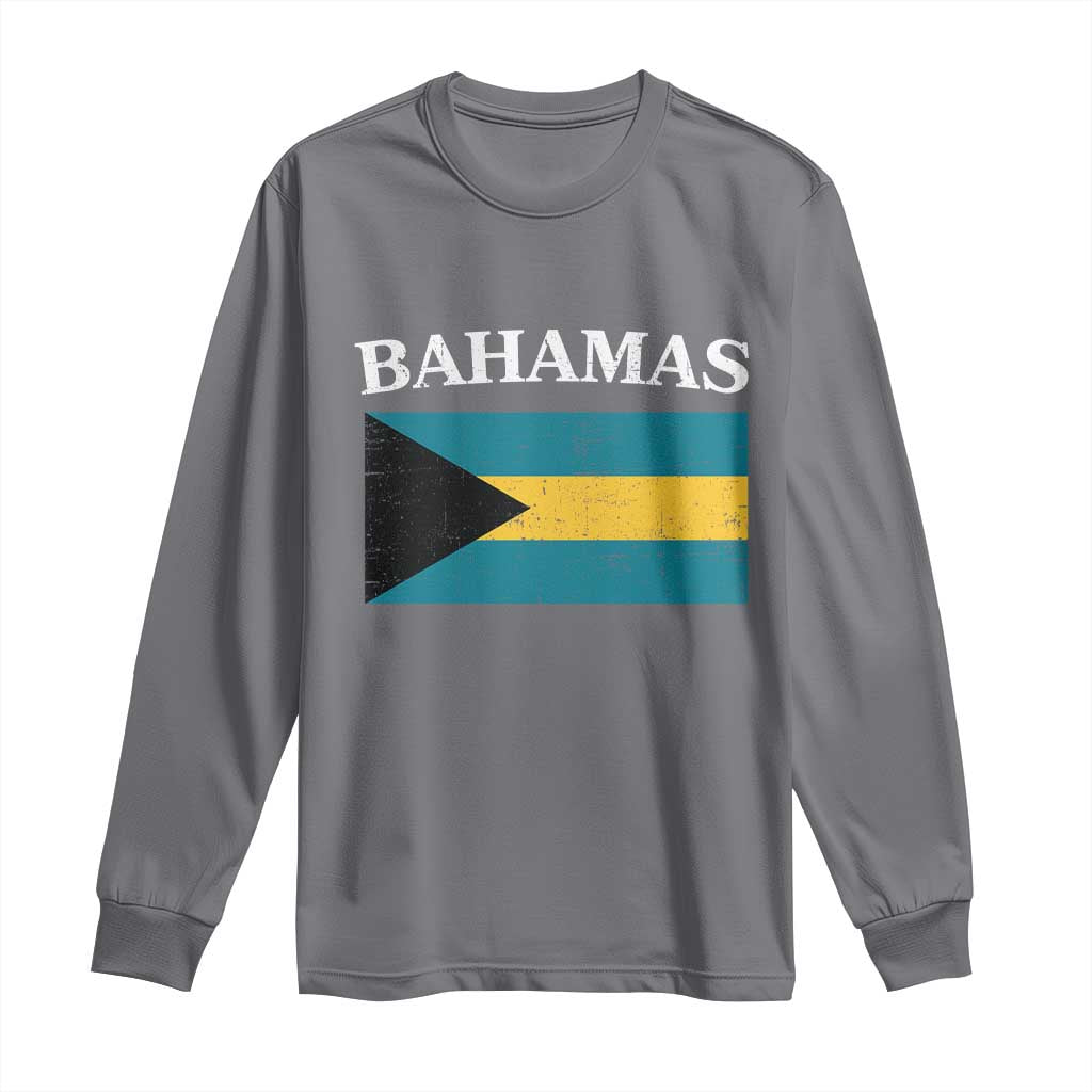 Bahamas Flag Long Sleeve Shirt Retro Vintage Bahamian Gifts - Wonder Print Shop