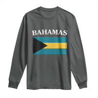 Bahamas Flag Long Sleeve Shirt Retro Vintage Bahamian Gifts - Wonder Print Shop