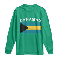 Bahamas Flag Long Sleeve Shirt Retro Vintage Bahamian Gifts - Wonder Print Shop