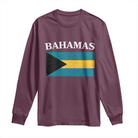 Bahamas Flag Long Sleeve Shirt Retro Vintage Bahamian Gifts - Wonder Print Shop