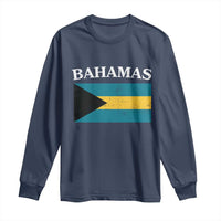 Bahamas Flag Long Sleeve Shirt Retro Vintage Bahamian Gifts - Wonder Print Shop