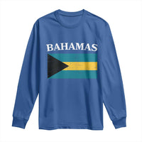 Bahamas Flag Long Sleeve Shirt Retro Vintage Bahamian Gifts - Wonder Print Shop