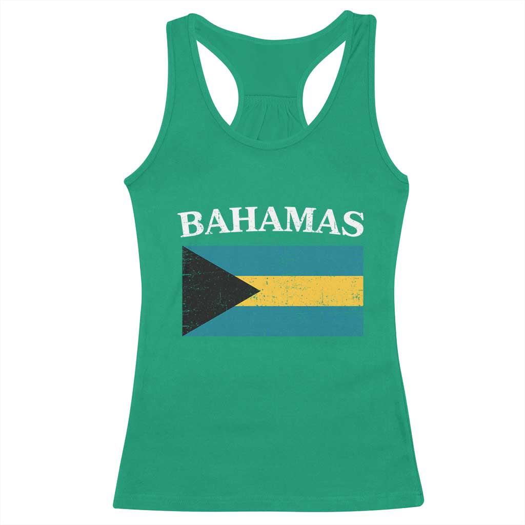 Bahamas Flag Racerback Tank Top Retro Vintage Bahamian Gifts - Wonder Print Shop