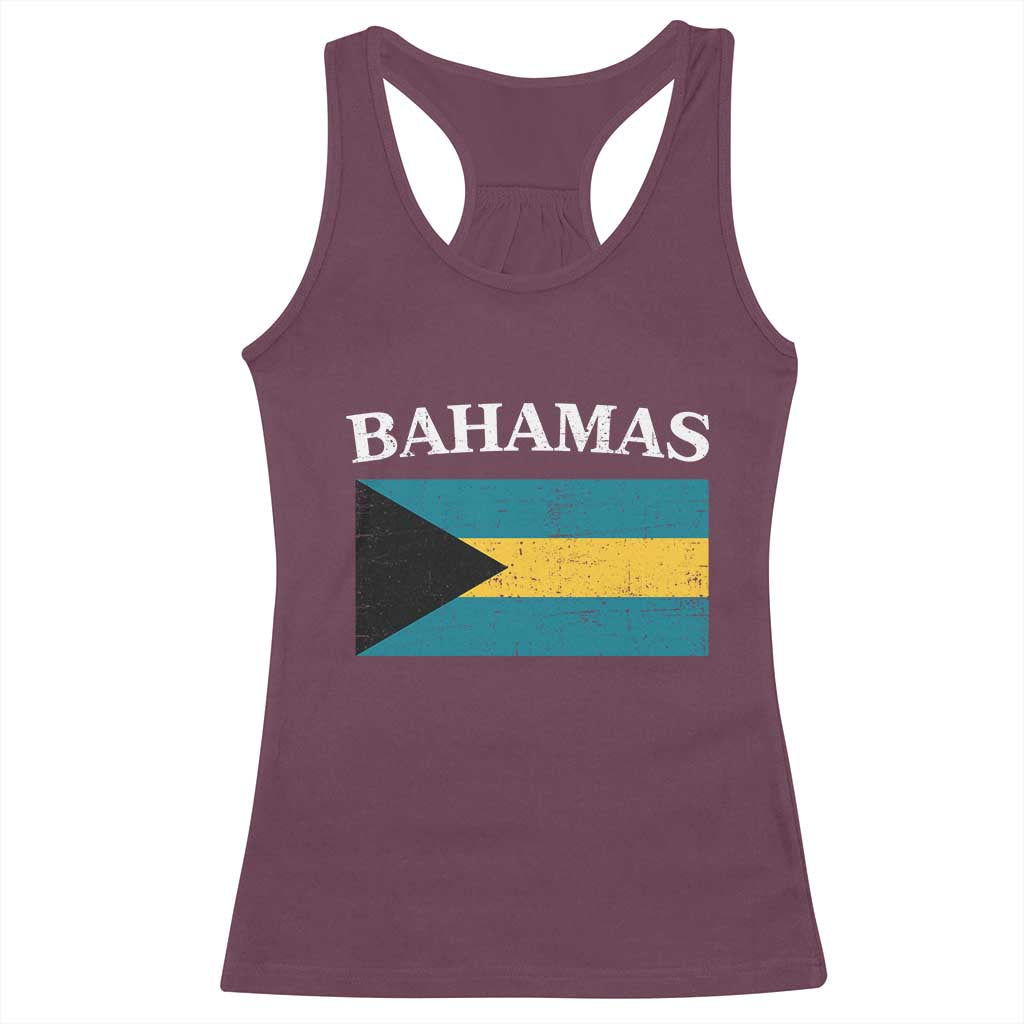 Bahamas Flag Racerback Tank Top Retro Vintage Bahamian Gifts - Wonder Print Shop