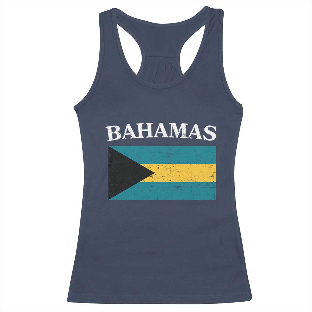 Bahamas Flag Racerback Tank Top Retro Vintage Bahamian Gifts - Wonder Print Shop