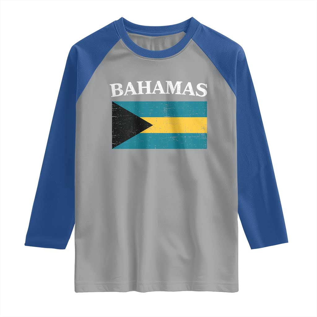Bahamas Flag Raglan Shirt Retro Vintage Bahamian Gifts - Wonder Print Shop