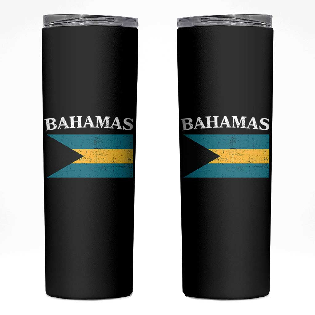 Bahamas Flag Skinny Tumbler Retro Vintage Bahamian Gifts - Wonder Print Shop