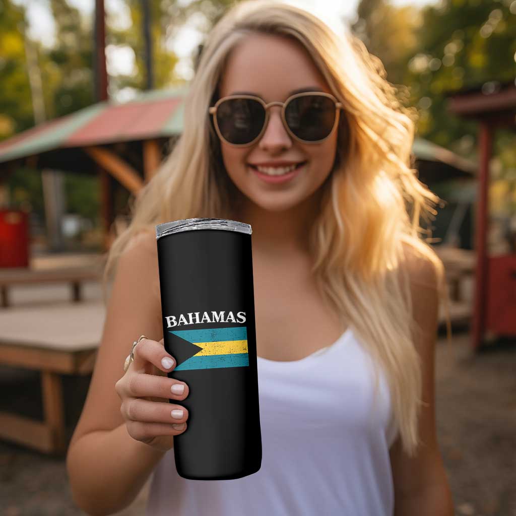 Bahamas Flag Skinny Tumbler Retro Vintage Bahamian Gifts - Wonder Print Shop
