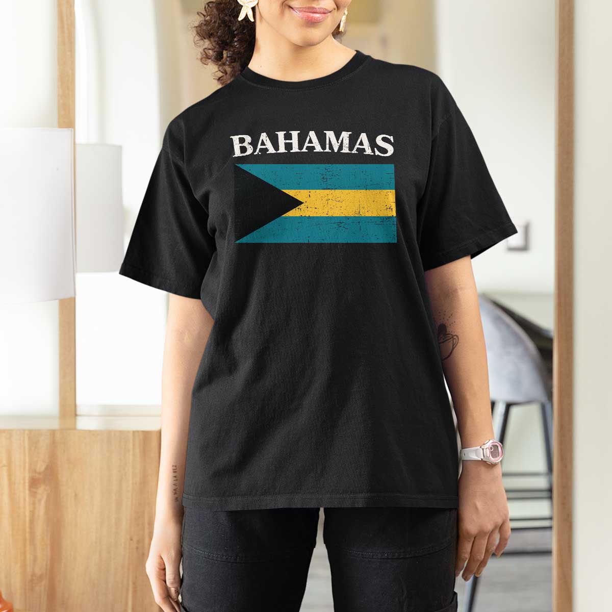 Bahamas Flag T Shirt For Women Retro Vintage Bahamian Gifts - Wonder Print Shop