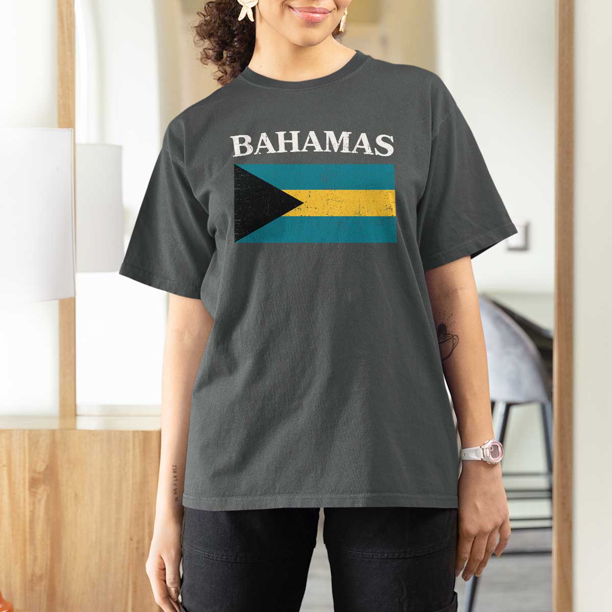 Bahamas Flag T Shirt For Women Retro Vintage Bahamian Gifts - Wonder Print Shop