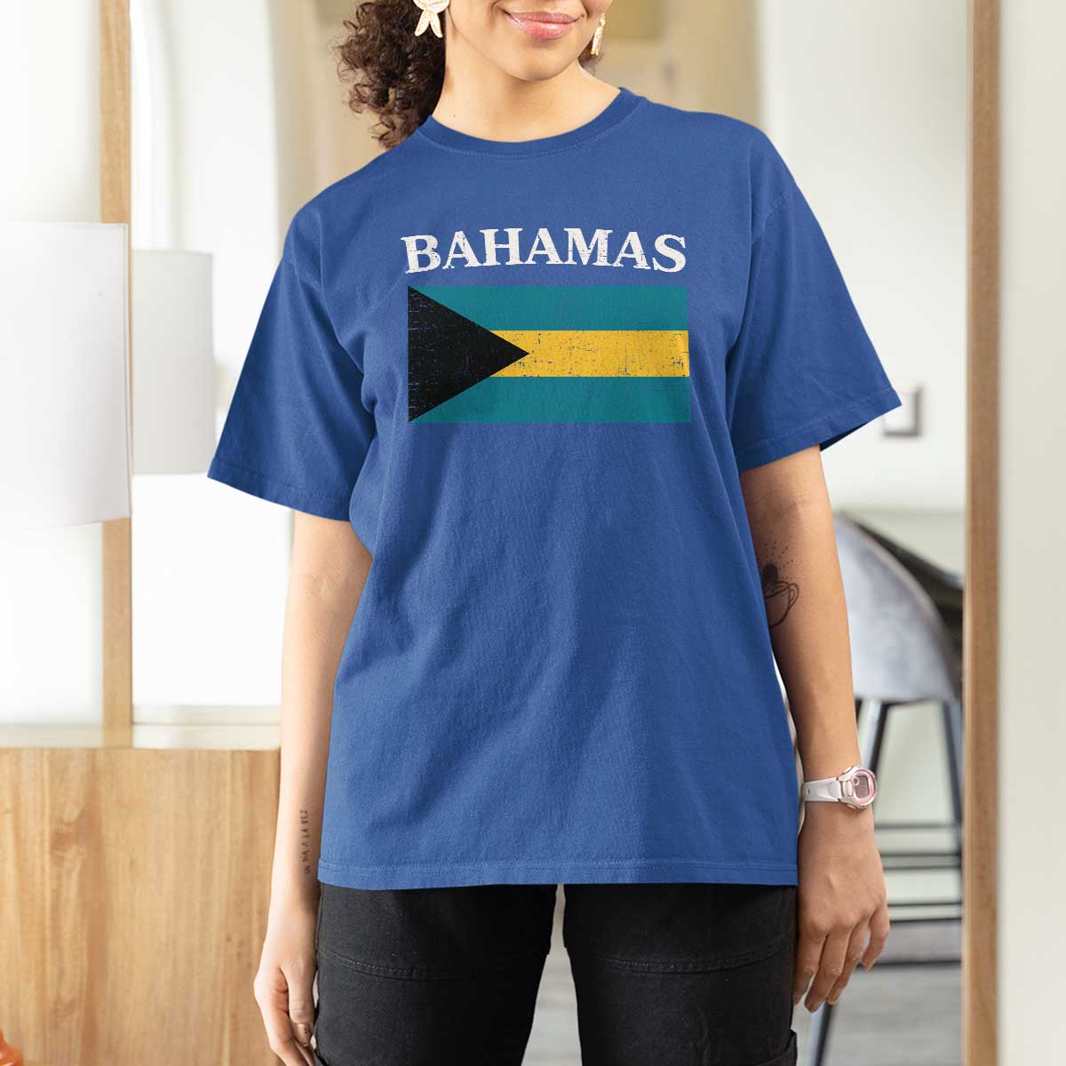 Bahamas Flag T Shirt For Women Retro Vintage Bahamian Gifts - Wonder Print Shop