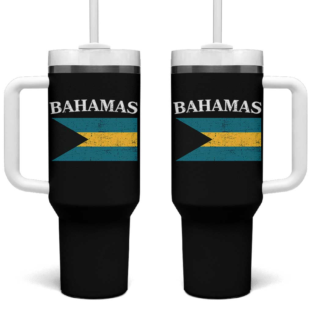 Bahamas Flag Tumbler With Handle Retro Vintage Bahamian Gifts - Wonder Print Shop