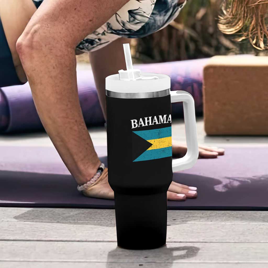 Bahamas Flag Tumbler With Handle Retro Vintage Bahamian Gifts - Wonder Print Shop