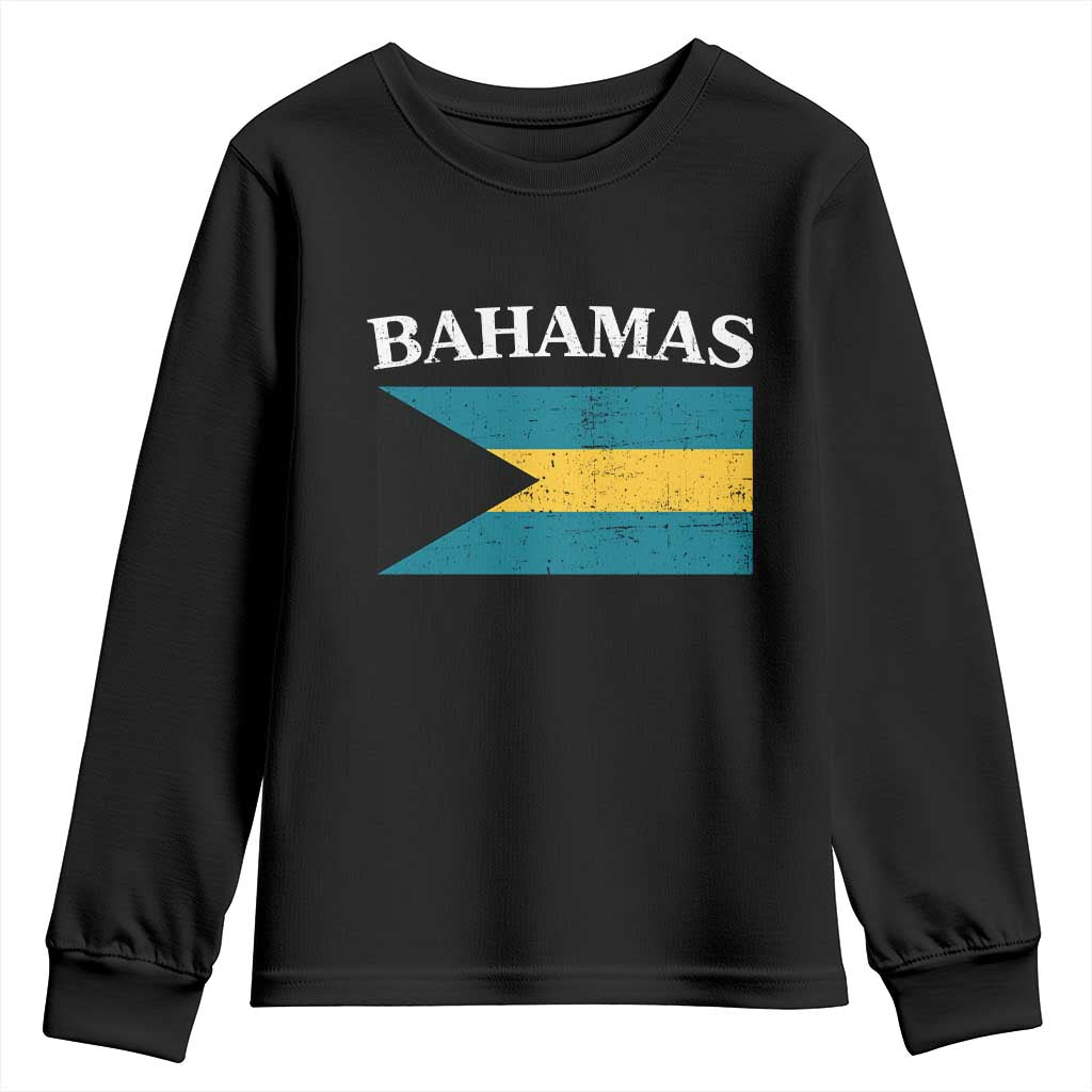 Bahamas Flag Youth Sweatshirt Retro Vintage Bahamian Gifts - Wonder Print Shop