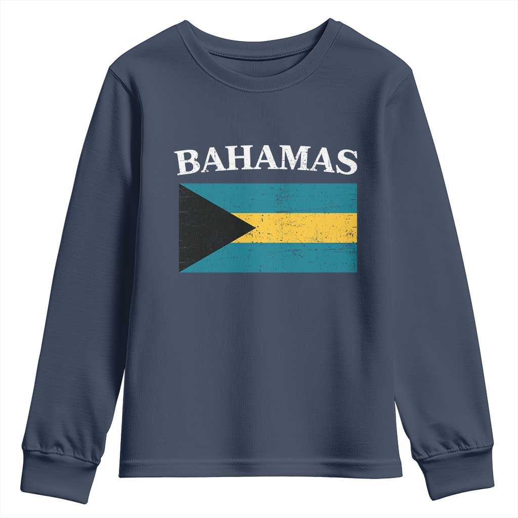 Bahamas Flag Youth Sweatshirt Retro Vintage Bahamian Gifts - Wonder Print Shop