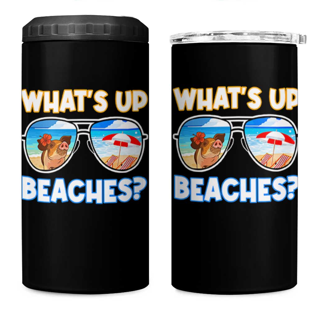 Bahamas Swimming Pigs 4 in 1 Can Cooler Tumbler Pig Swim Caribbean Beach Summer Vacation - Wonder Print Shop