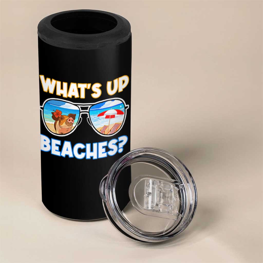 Bahamas Swimming Pigs 4 in 1 Can Cooler Tumbler Pig Swim Caribbean Beach Summer Vacation - Wonder Print Shop