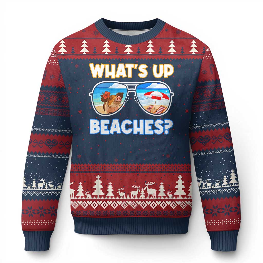 Bahamas Swimming Pigs Ugly Christmas Sweater Pig Swim Caribbean Beach Summer Vacation - Wonder Print Shop