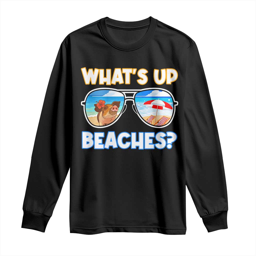 Bahamas Swimming Pigs Long Sleeve Shirt Pig Swim Caribbean Beach Summer Vacation - Wonder Print Shop