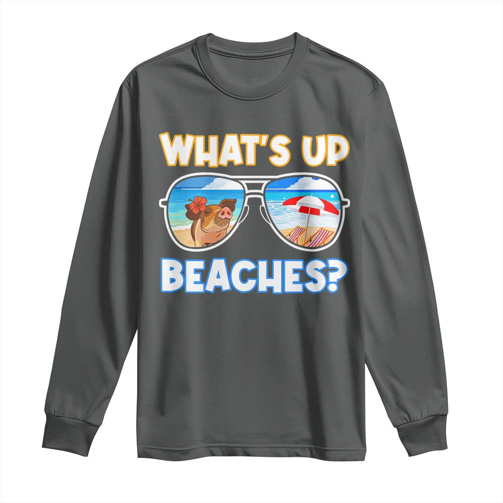 Bahamas Swimming Pigs Long Sleeve Shirt Pig Swim Caribbean Beach Summer Vacation - Wonder Print Shop