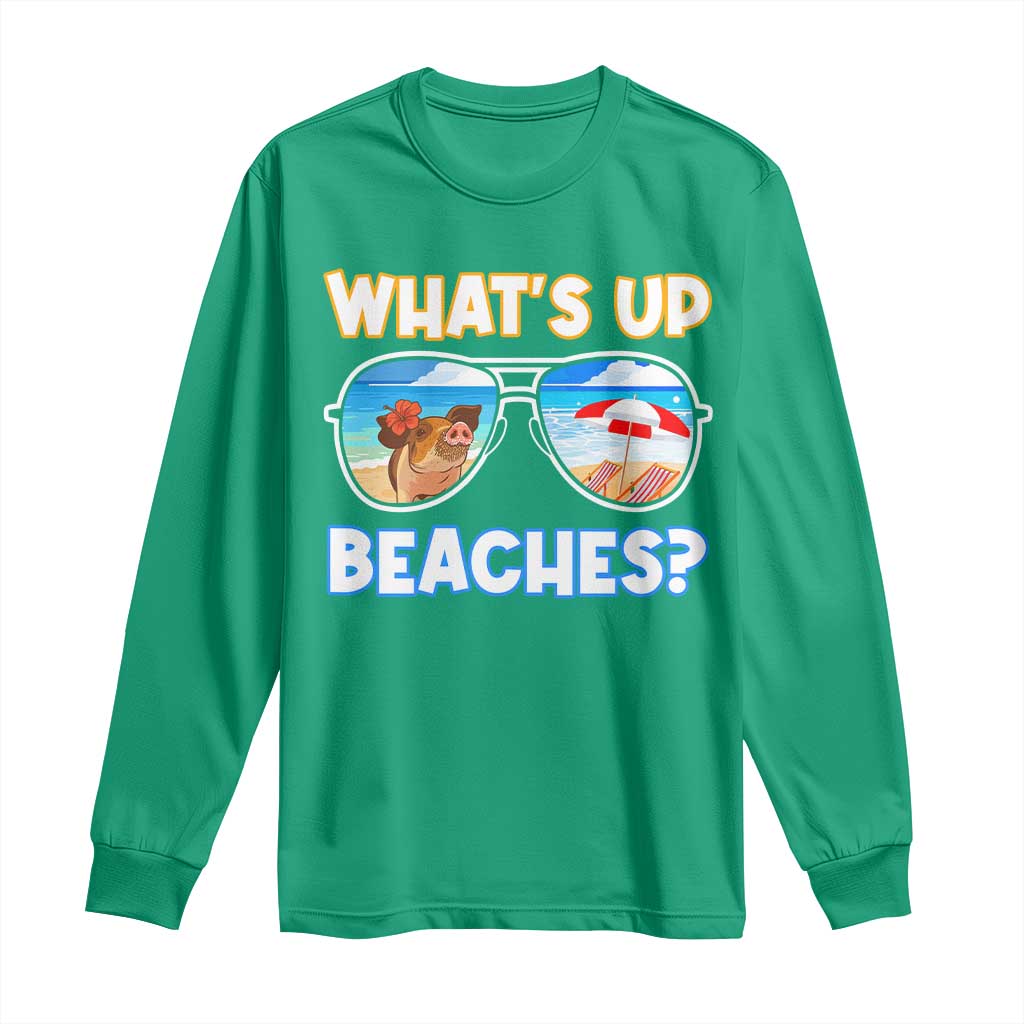 Bahamas Swimming Pigs Long Sleeve Shirt Pig Swim Caribbean Beach Summer Vacation - Wonder Print Shop
