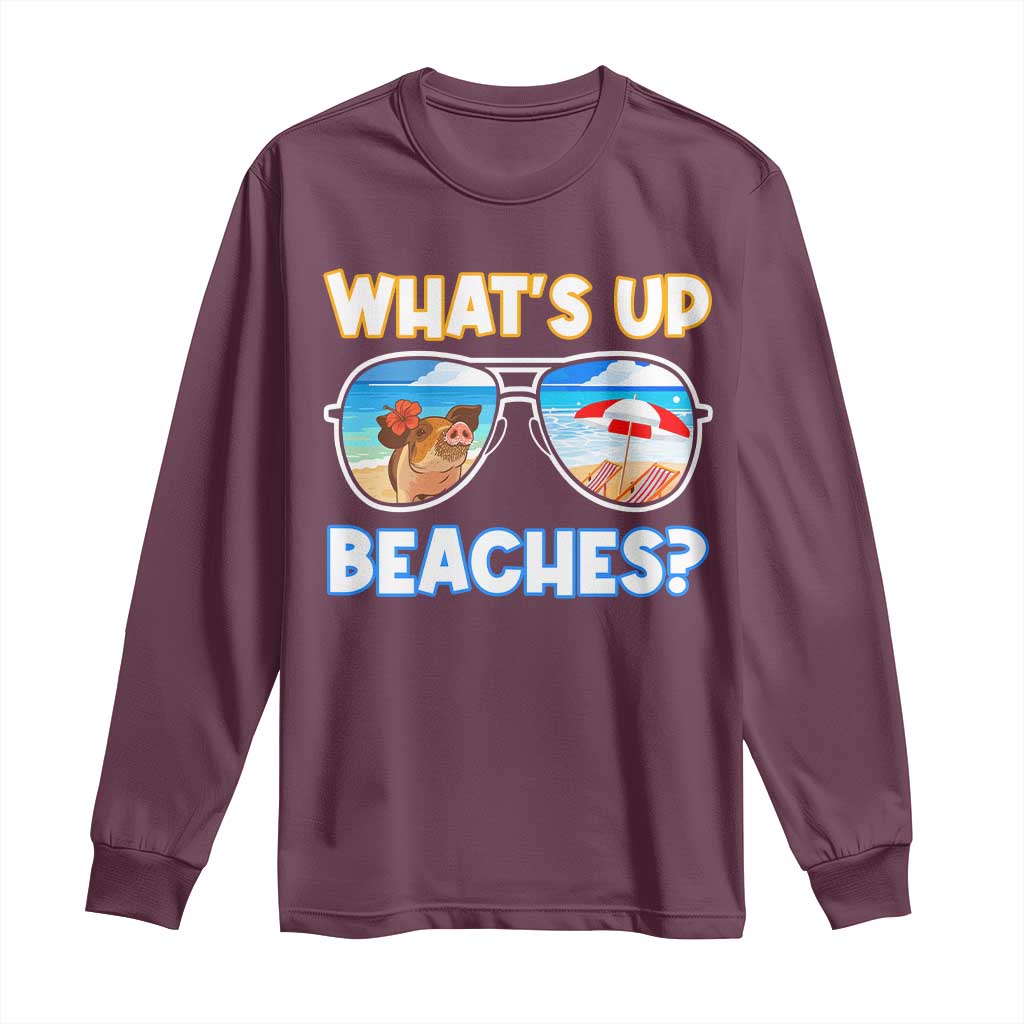 Bahamas Swimming Pigs Long Sleeve Shirt Pig Swim Caribbean Beach Summer Vacation - Wonder Print Shop