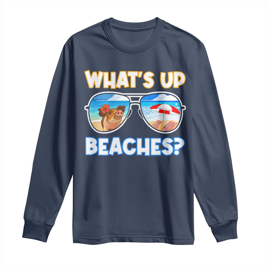 Bahamas Swimming Pigs Long Sleeve Shirt Pig Swim Caribbean Beach Summer Vacation - Wonder Print Shop