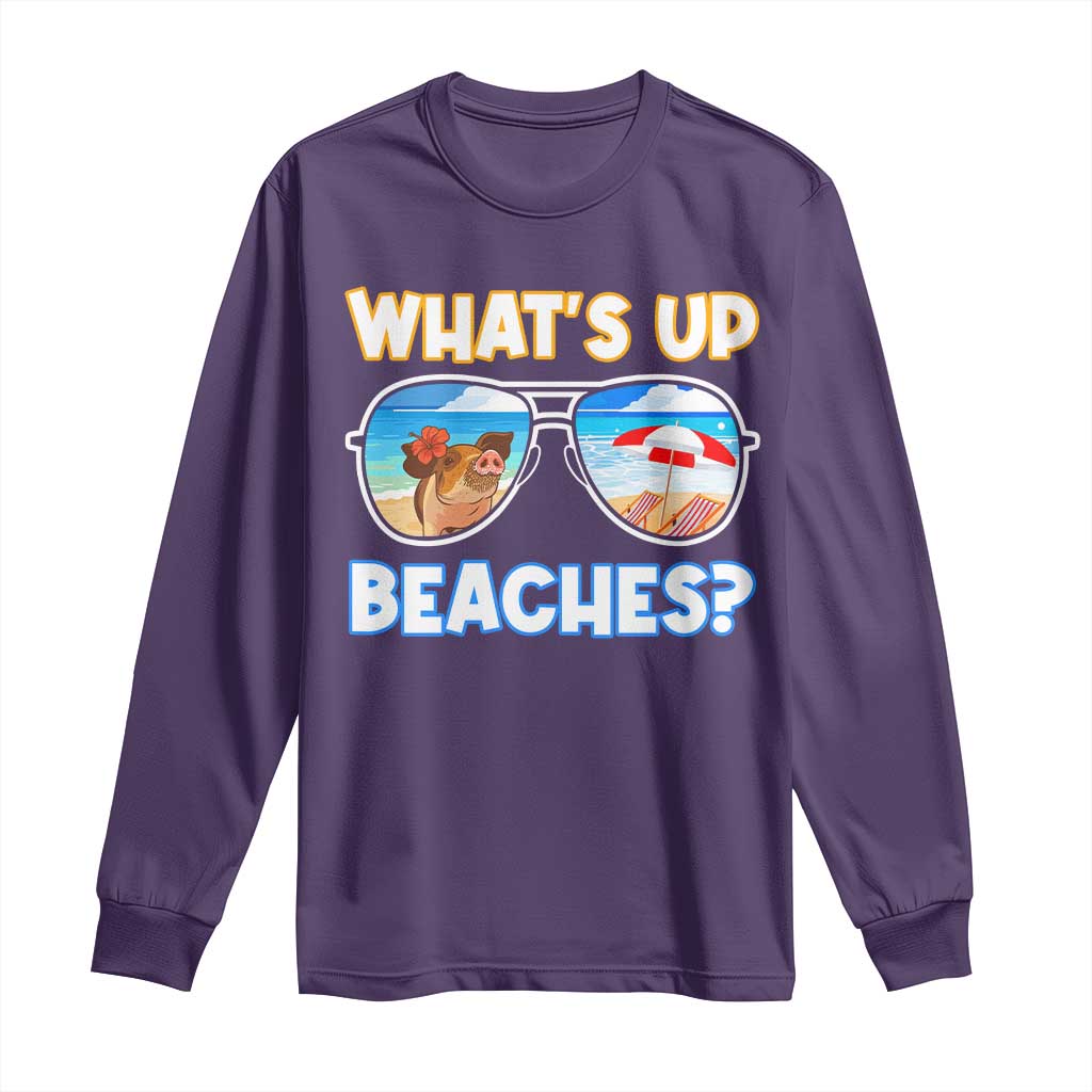 Bahamas Swimming Pigs Long Sleeve Shirt Pig Swim Caribbean Beach Summer Vacation - Wonder Print Shop