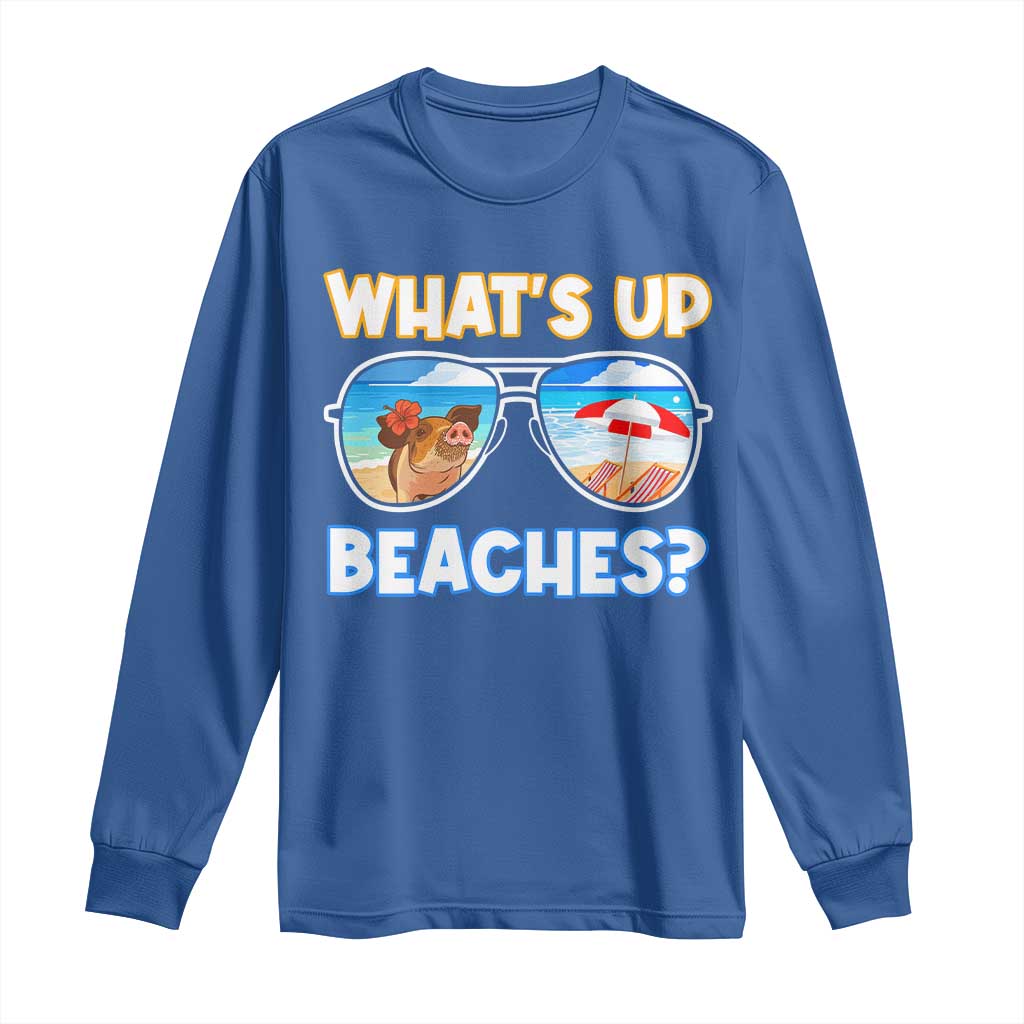 Bahamas Swimming Pigs Long Sleeve Shirt Pig Swim Caribbean Beach Summer Vacation - Wonder Print Shop