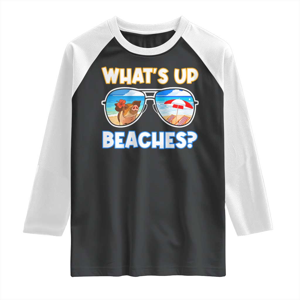 Bahamas Swimming Pigs Raglan Shirt Pig Swim Caribbean Beach Summer Vacation - Wonder Print Shop