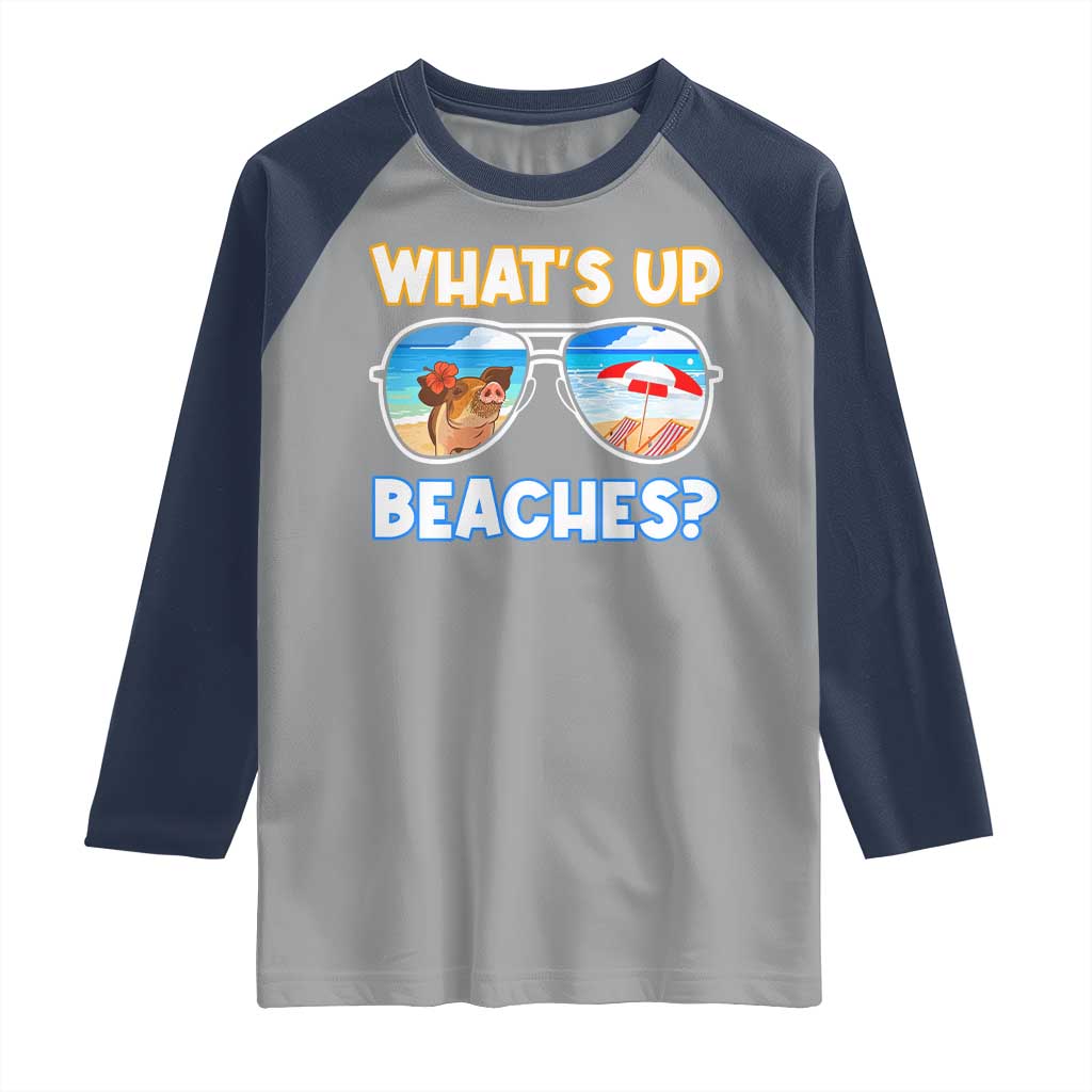 Bahamas Swimming Pigs Raglan Shirt Pig Swim Caribbean Beach Summer Vacation - Wonder Print Shop