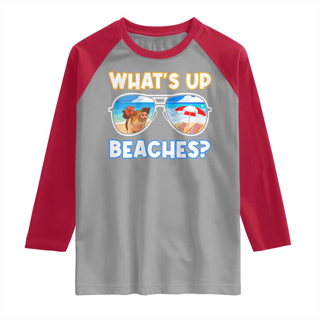 Bahamas Swimming Pigs Raglan Shirt Pig Swim Caribbean Beach Summer Vacation - Wonder Print Shop