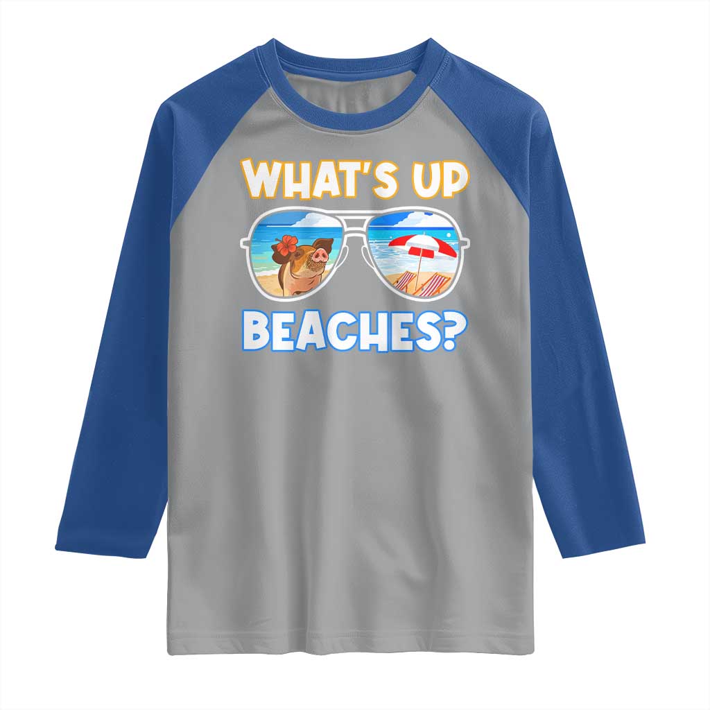 Bahamas Swimming Pigs Raglan Shirt Pig Swim Caribbean Beach Summer Vacation - Wonder Print Shop