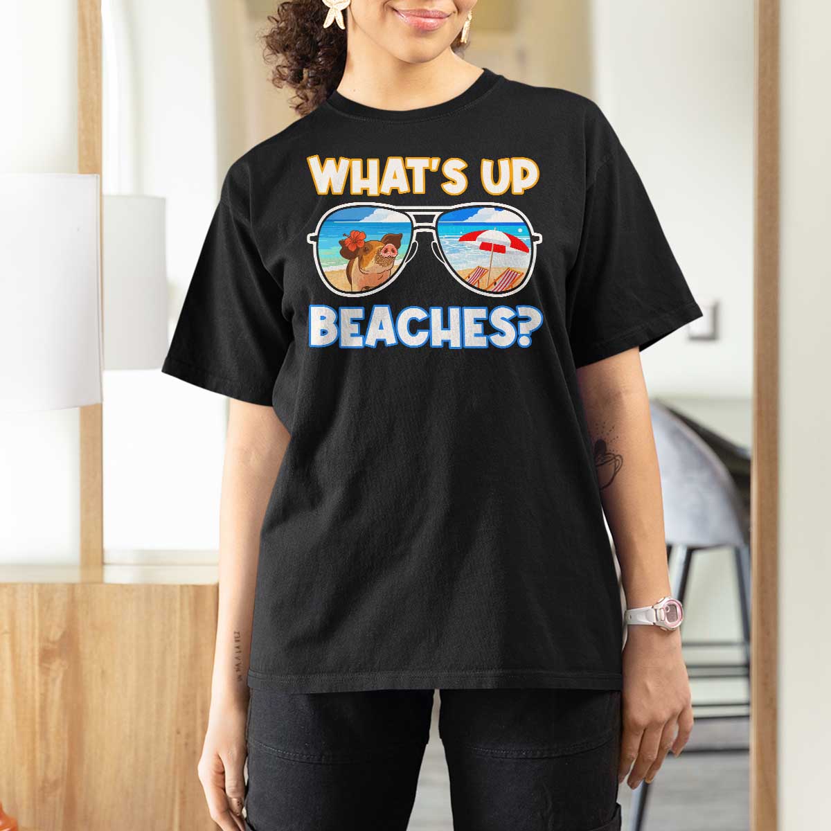 Bahamas Swimming Pigs T Shirt For Women Pig Swim Caribbean Beach Summer Vacation - Wonder Print Shop