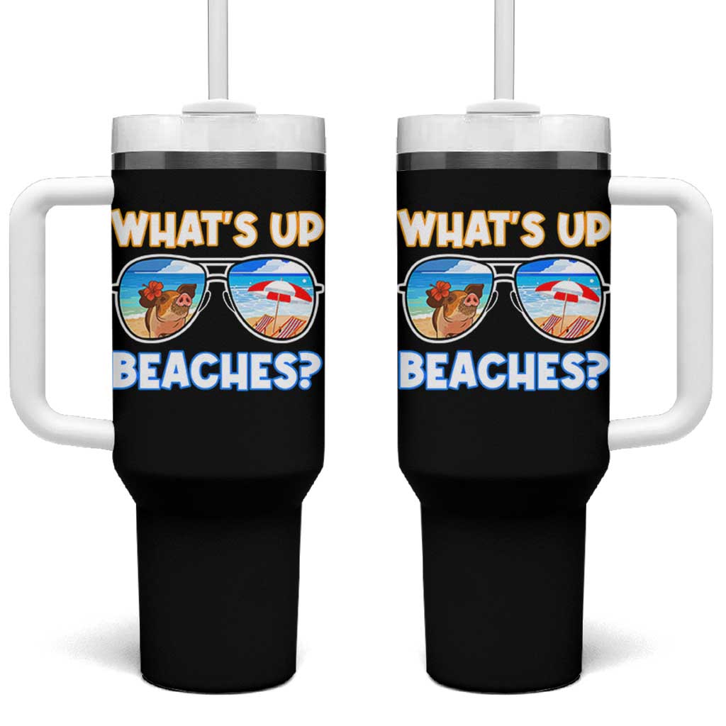 Bahamas Swimming Pigs Tumbler With Handle Pig Swim Caribbean Beach Summer Vacation - Wonder Print Shop