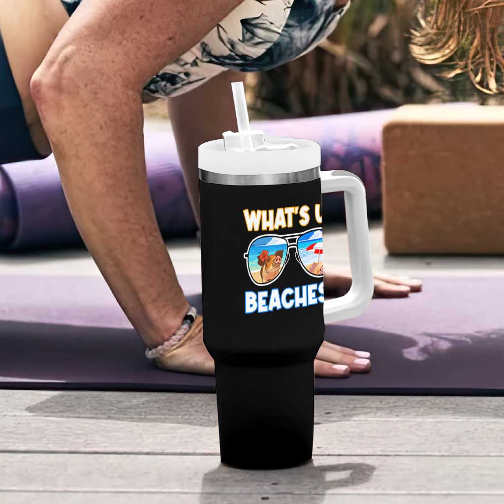 Bahamas Swimming Pigs Tumbler With Handle Pig Swim Caribbean Beach Summer Vacation - Wonder Print Shop