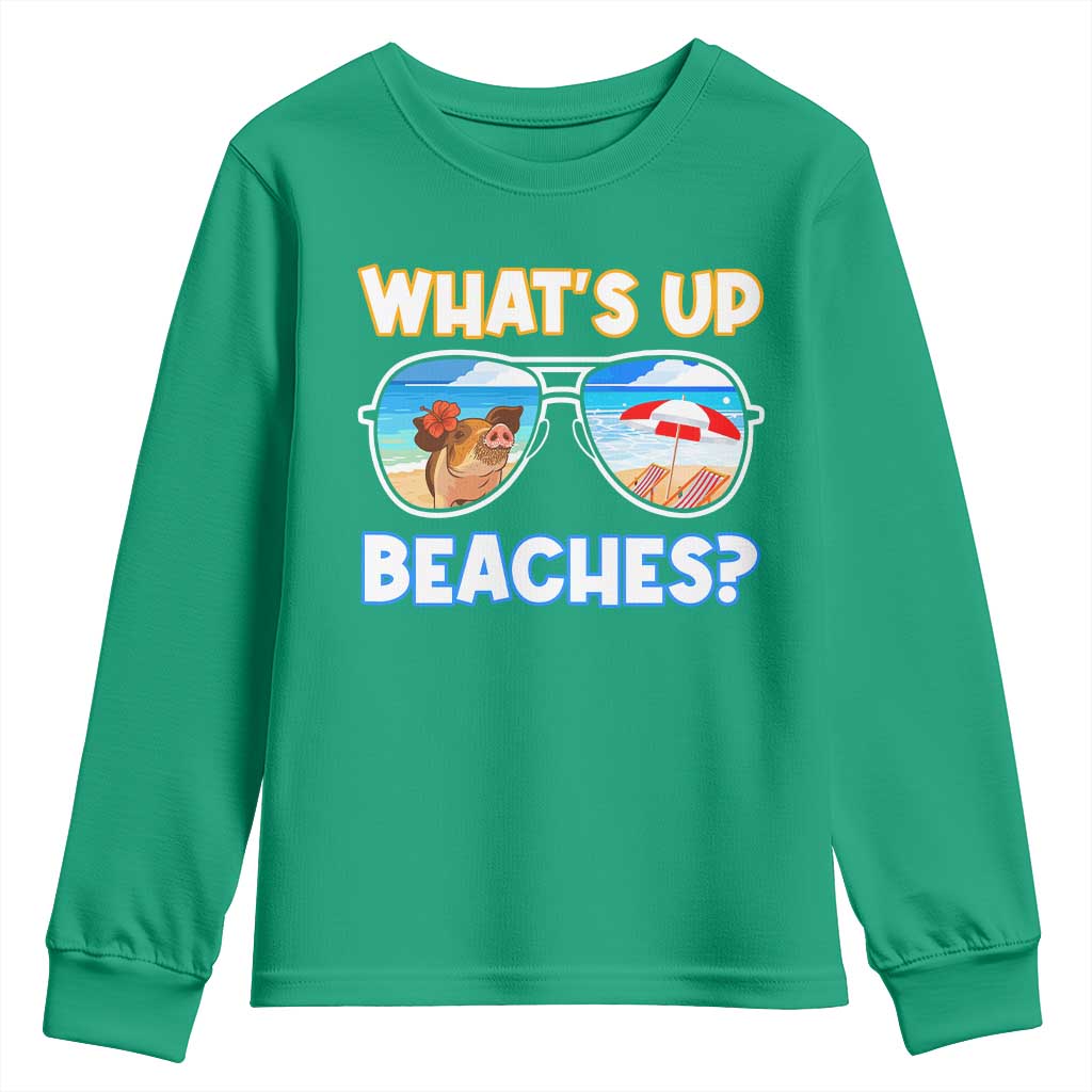 Bahamas Swimming Pigs Youth Sweatshirt Pig Swim Caribbean Beach Summer Vacation - Wonder Print Shop