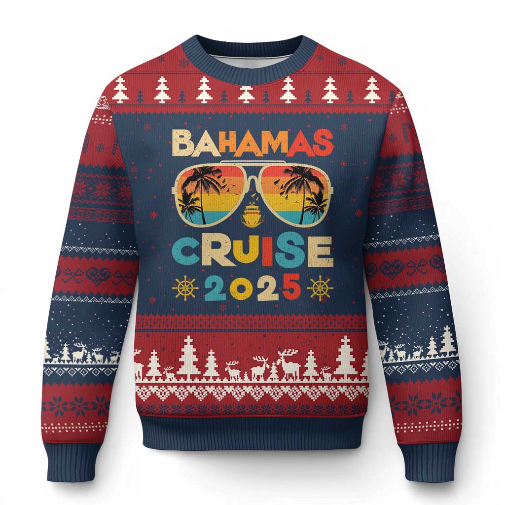 Bahamas Cruise Ugly Christmas Sweater Cruisin Together Matching Family Cruise 2025 - Wonder Print Shop