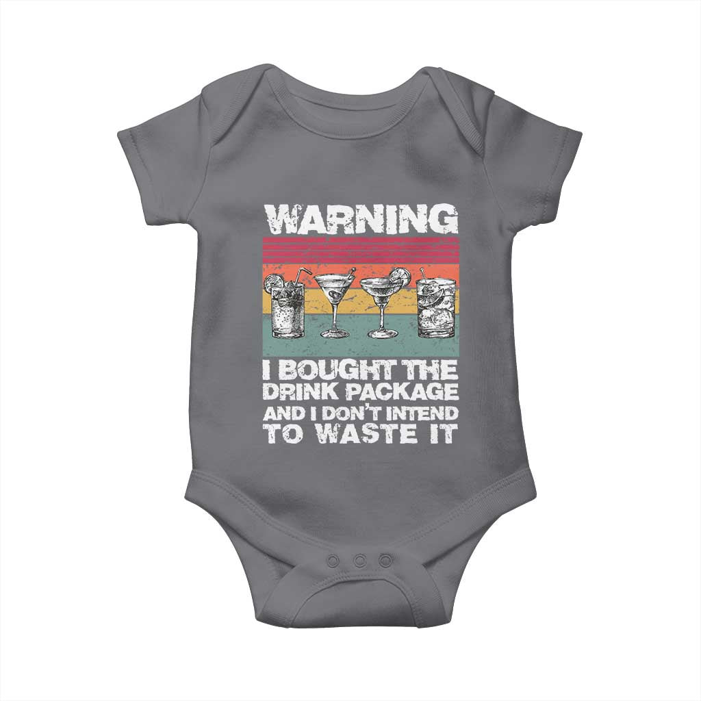 Funny Cruise Baby Onesie Warning I Bought The Drink Package Retro Vintage - Wonder Print Shop
