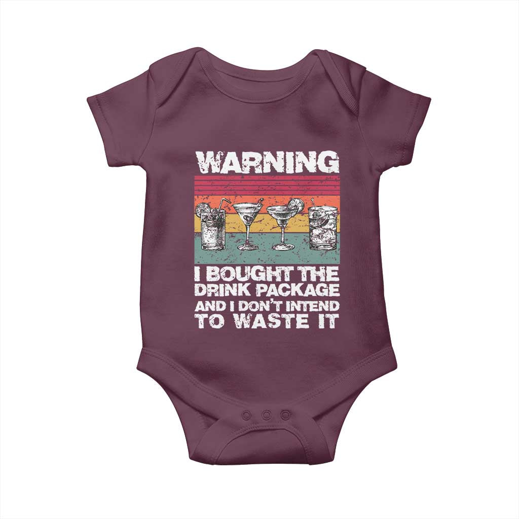 Funny Cruise Baby Onesie Warning I Bought The Drink Package Retro Vintage - Wonder Print Shop