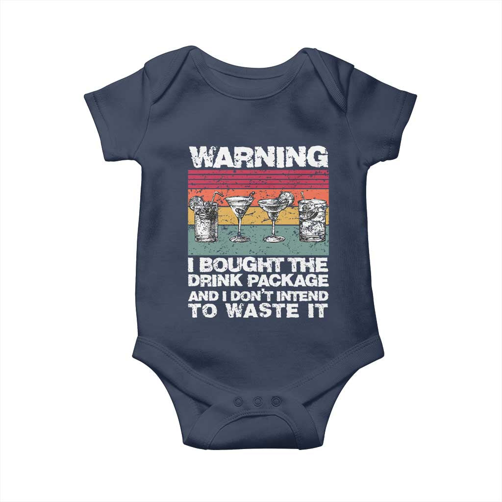Funny Cruise Baby Onesie Warning I Bought The Drink Package Retro Vintage - Wonder Print Shop