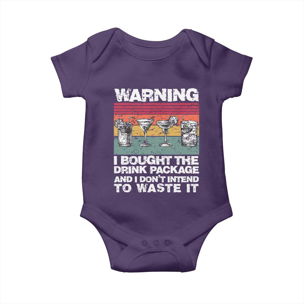Funny Cruise Baby Onesie Warning I Bought The Drink Package Retro Vintage - Wonder Print Shop