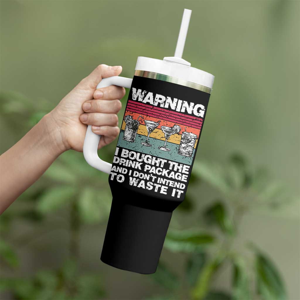 Funny Cruise Tumbler With Handle Warning I Bought The Drink Package Retro Vintage - Wonder Print Shop
