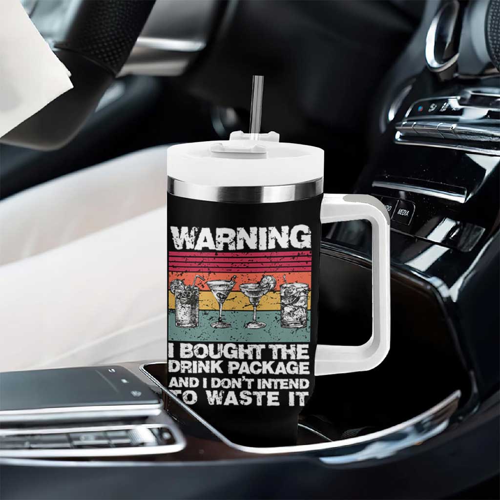 Funny Cruise Tumbler With Handle Warning I Bought The Drink Package Retro Vintage - Wonder Print Shop