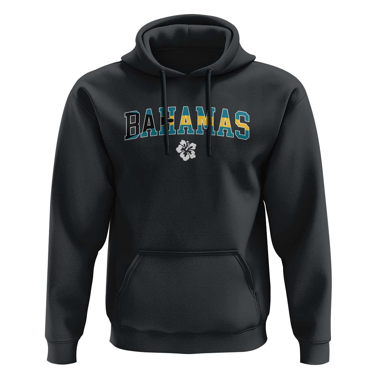 Bahamas Flag Hoodie Caribbean Hibiscus Flower Beach Summer Vacation - Wonder Print Shop