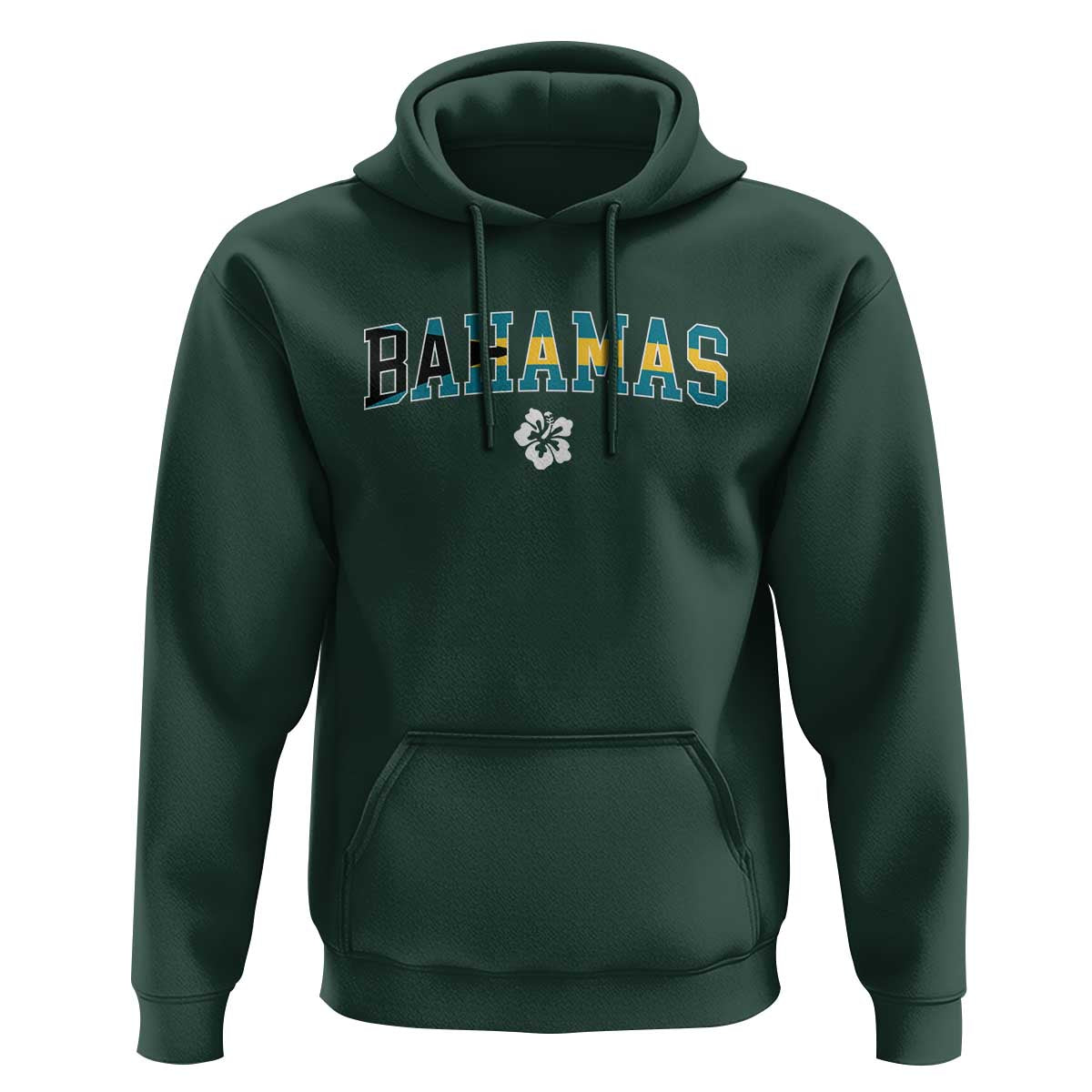Bahamas Flag Hoodie Caribbean Hibiscus Flower Beach Summer Vacation - Wonder Print Shop